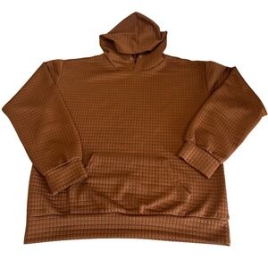 Unbranded Brown Waffle Knit Hoodie Mens XL Textured Pullover Kangaroo Pocket